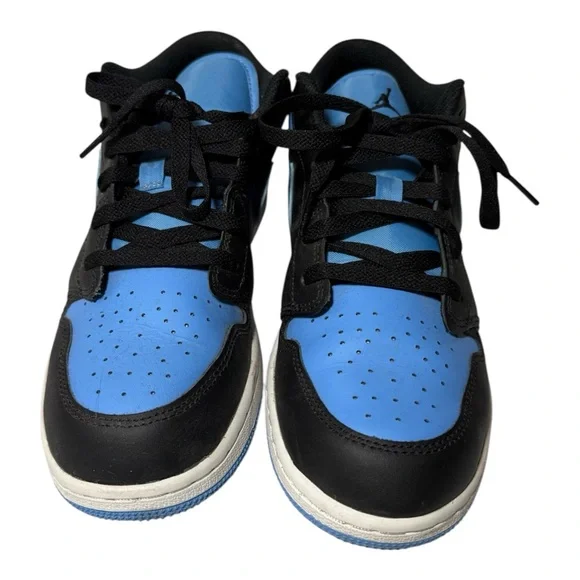 Air Jordan 1 Low University Blue Black Youth 7Y Sneakers Streetwear - Picture 2 of 6